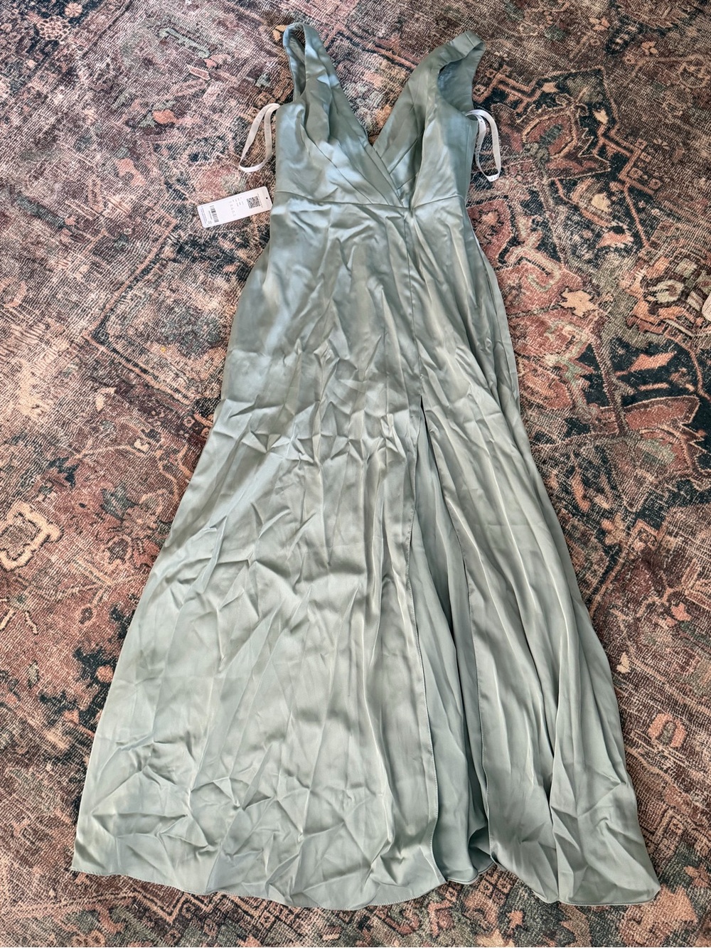 Sage Green V-Neck Bridesmaid Dress